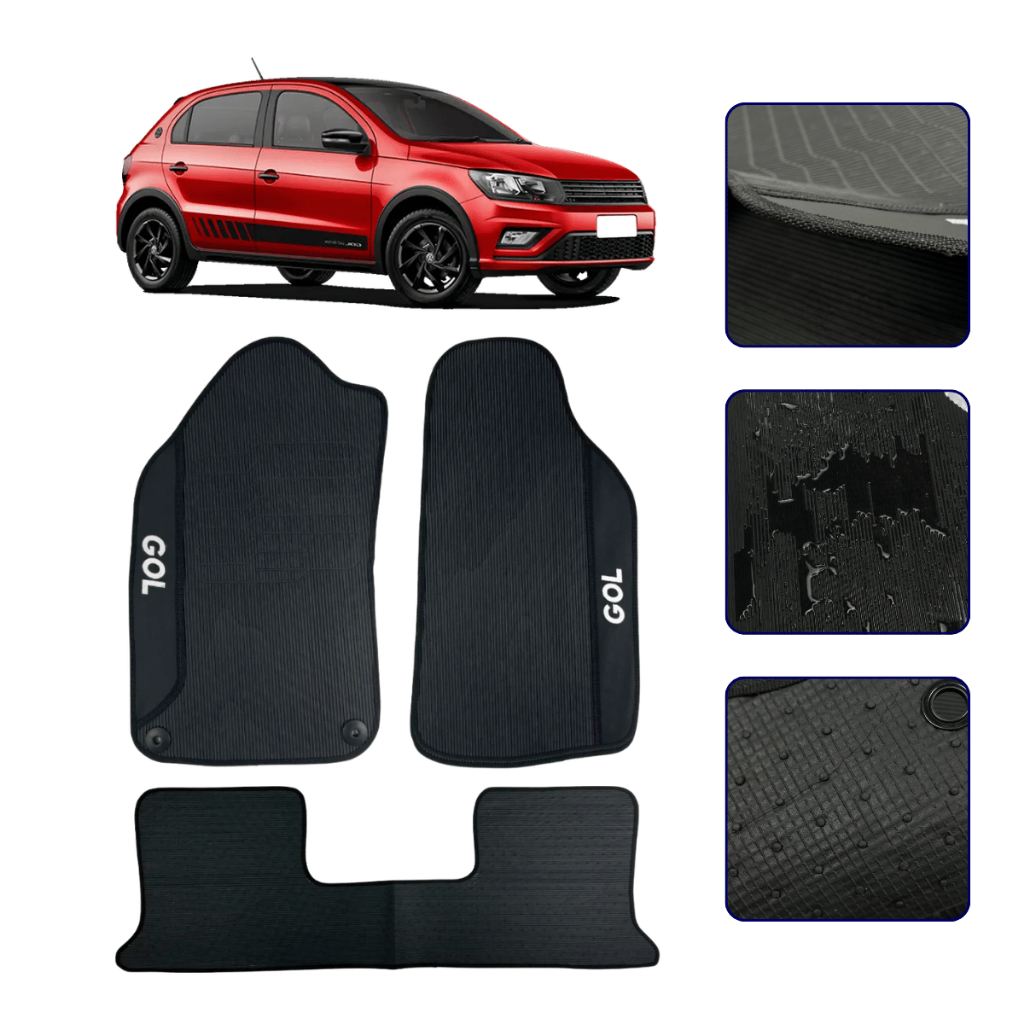 Jogo de Tapete Emborrachado Para Gol G7 2012 a 2020 Kit Automotivo Premium 3 peças