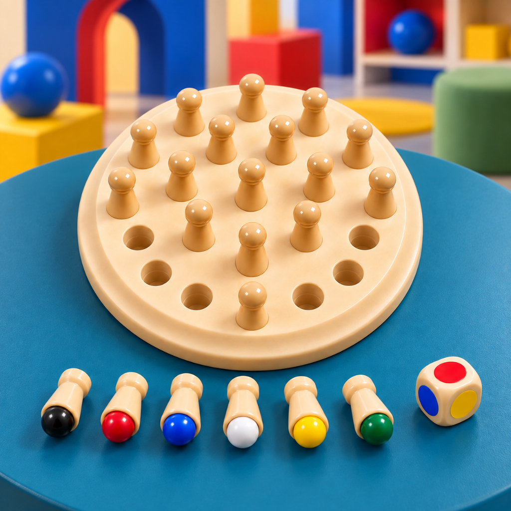 Jogo da Memória Infantil 24 Pinos Coloridos com Dado Brinquedo Educativo