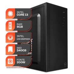 Computador Home Essential S, Intel i3 8ª Geraçao, 8GB DDR4, SSD 240GB