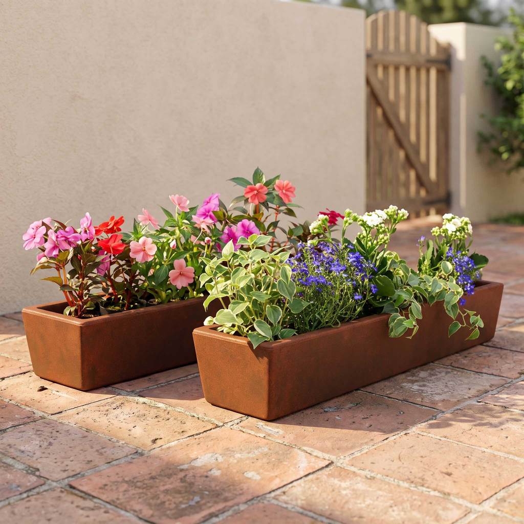 Kit 2 Jardineiras de Planta Marrom 80x15 Floreira Polietileno