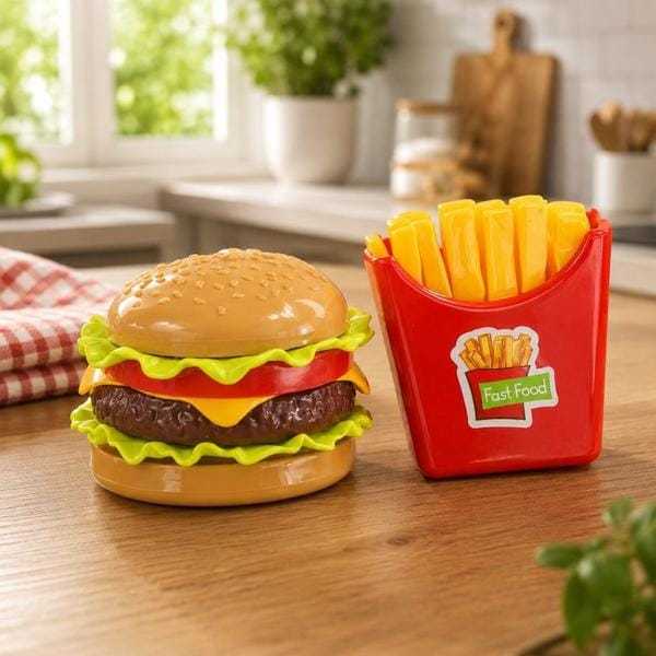 Kit Comidinha Infantil Hambúrguer Batata Brinquedo Cozinha Educativo Criativo Acessórios