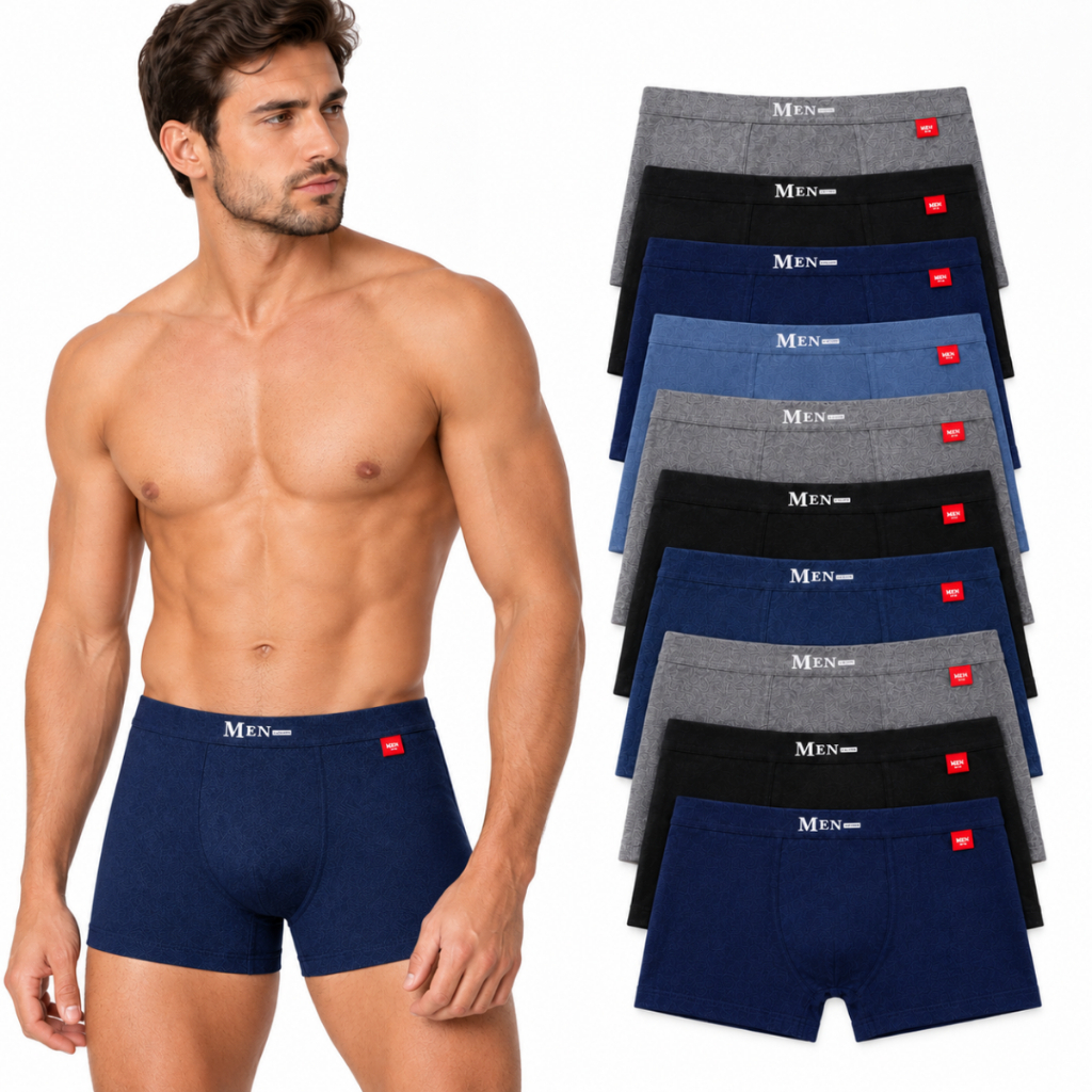 Kit Cueca Boxer Poliamida Masculina Sem Costura Confortável Adulto Cores Sortidas Original