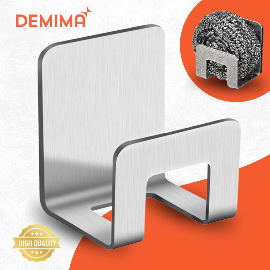 Suporte Porta Esponja Gancho Aço Inox Cromado Prateado Escovado Bucha de Pia Cozinha Acessório Cuba Organização Demima