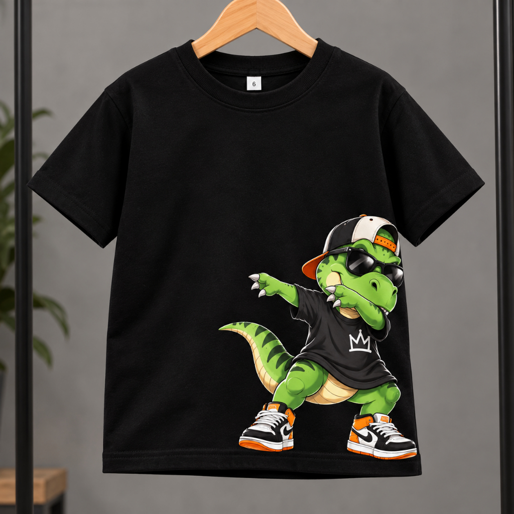Camiseta Infantil Menino Dinossauro Estampado 100% Algodão Camisa Infantil Masculina T-Rex Dab Moderna