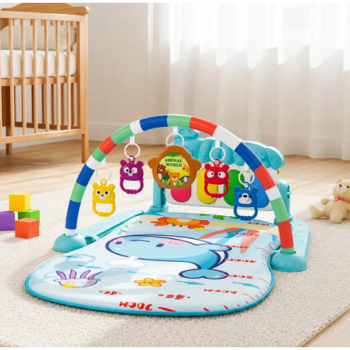 Tapete Musical Bebê Piano Interativo Musical Atividades Educativo Sensorial Infantil Rosa Azul Desenvolvimento Motor