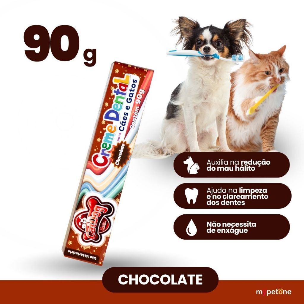 Creme Dental Chocolate CatDog & Cia para Cães e Gatos - 90g