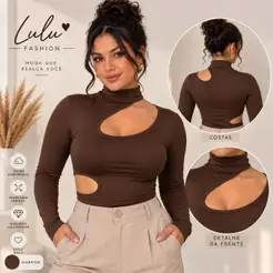 Cropped Recortado Manga Longa Suplex Aberturas Roupas Feminina Moda Outono Inverno P M G GG