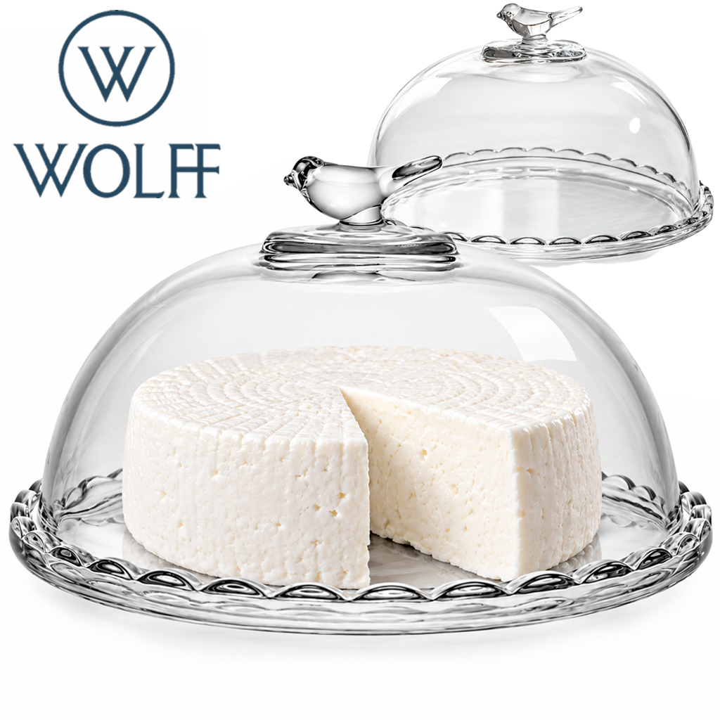 Queijeira Vidro Wolff Bird Passarinho 20cm com Tampa Queijo - Elegância Luxuoso Cozinha