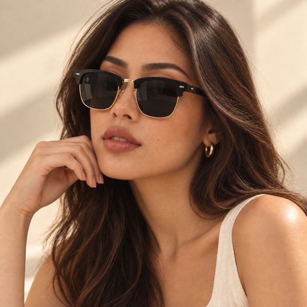 Óculos de Sol Unissex UV400 Retrô Clássico Armação Resistente Preto Dourado Marrom — imagem 2 de 2