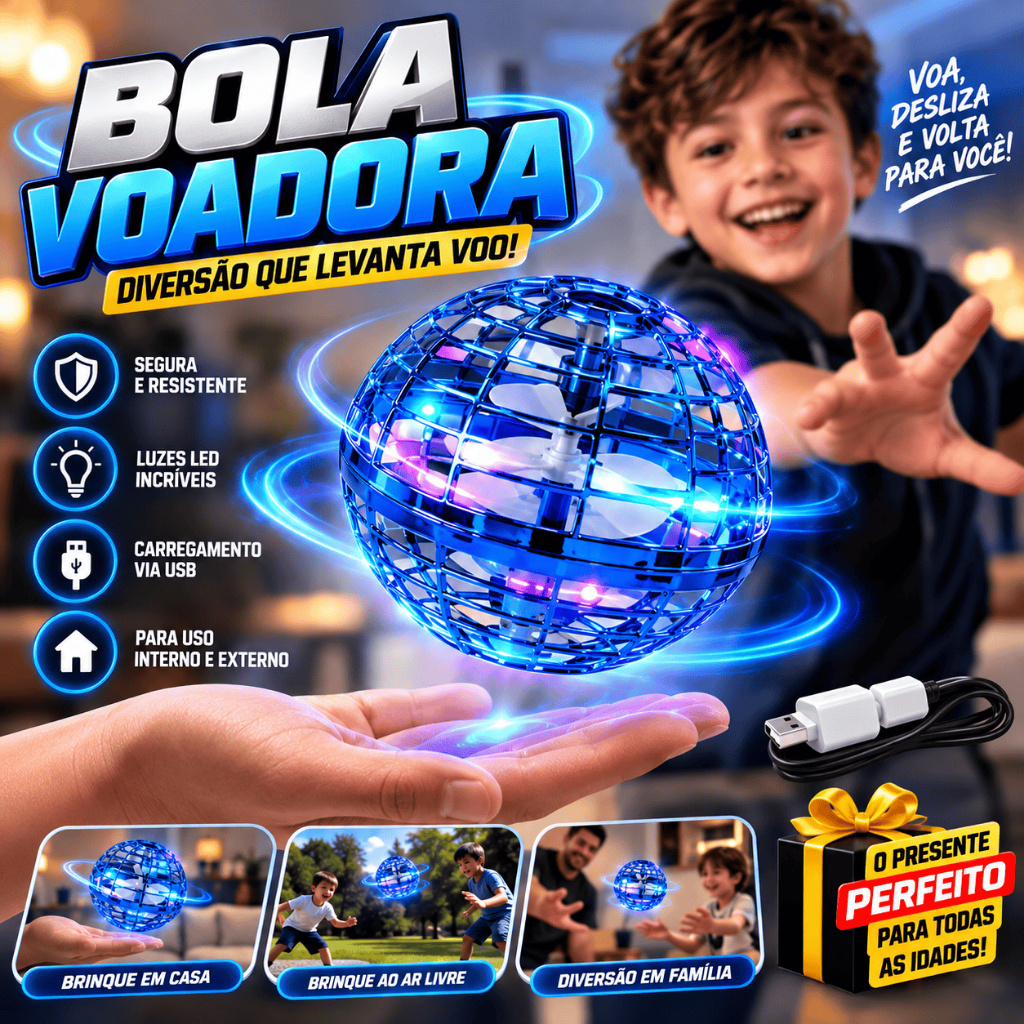 Brinquedo Bola Voadora Boomerang Inteligente com LED Colorido USB Dia Das Crianças