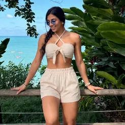 Conjunto Feminino Cropped com Short