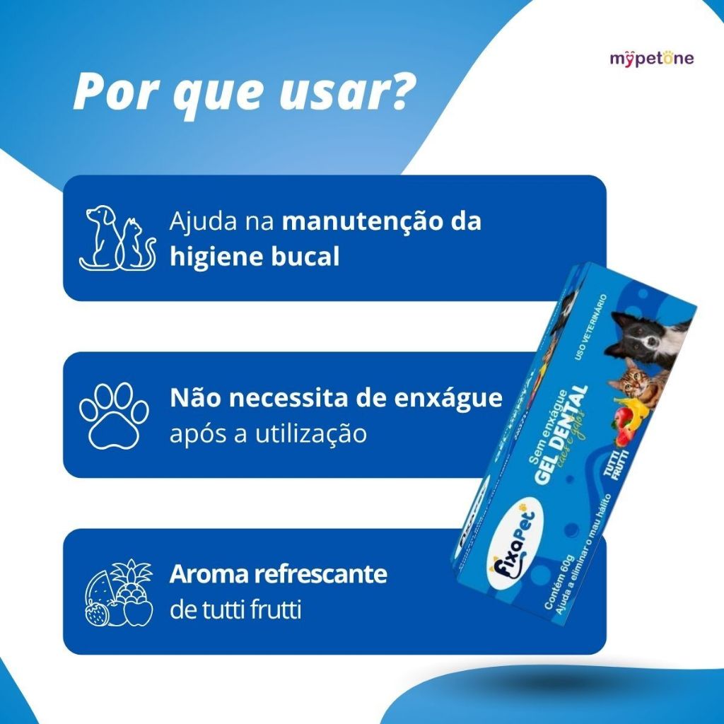 Gel Dental Tutti Frutti 60g Gel Escovação Pet Para Cães e Gatos Sem Enxágue Fixa Pet 1,2,3 ou 4 Unidades — imagem 2 de 2