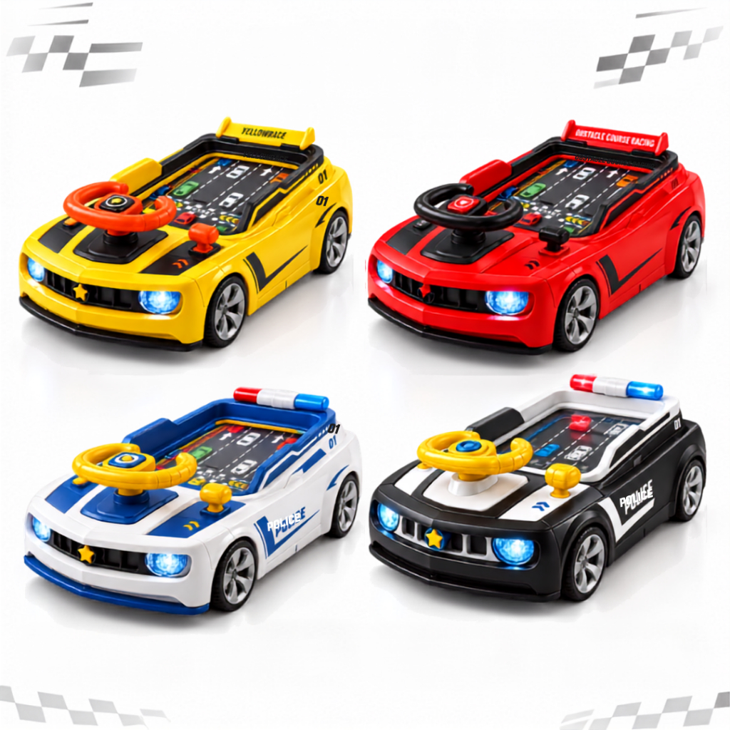 Brinquedo Simulador Corrida de Direção Infantil com Volante com Sons, Pista e Luzes