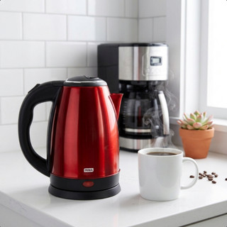 Chaleira Elétrica Jarra 1.8L Café Chá Inox 110v ou 220v Vermelha