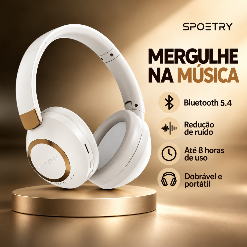 Fone Esportivo Sem Fio SPOETRY à Prova de Suor para Corrida e Academia