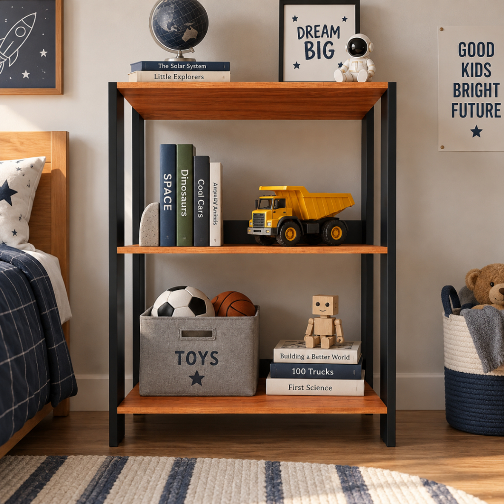Estante Organizadora Multiuso Moderna com Prateleiras para Decoração e Organização - Preto/Nature