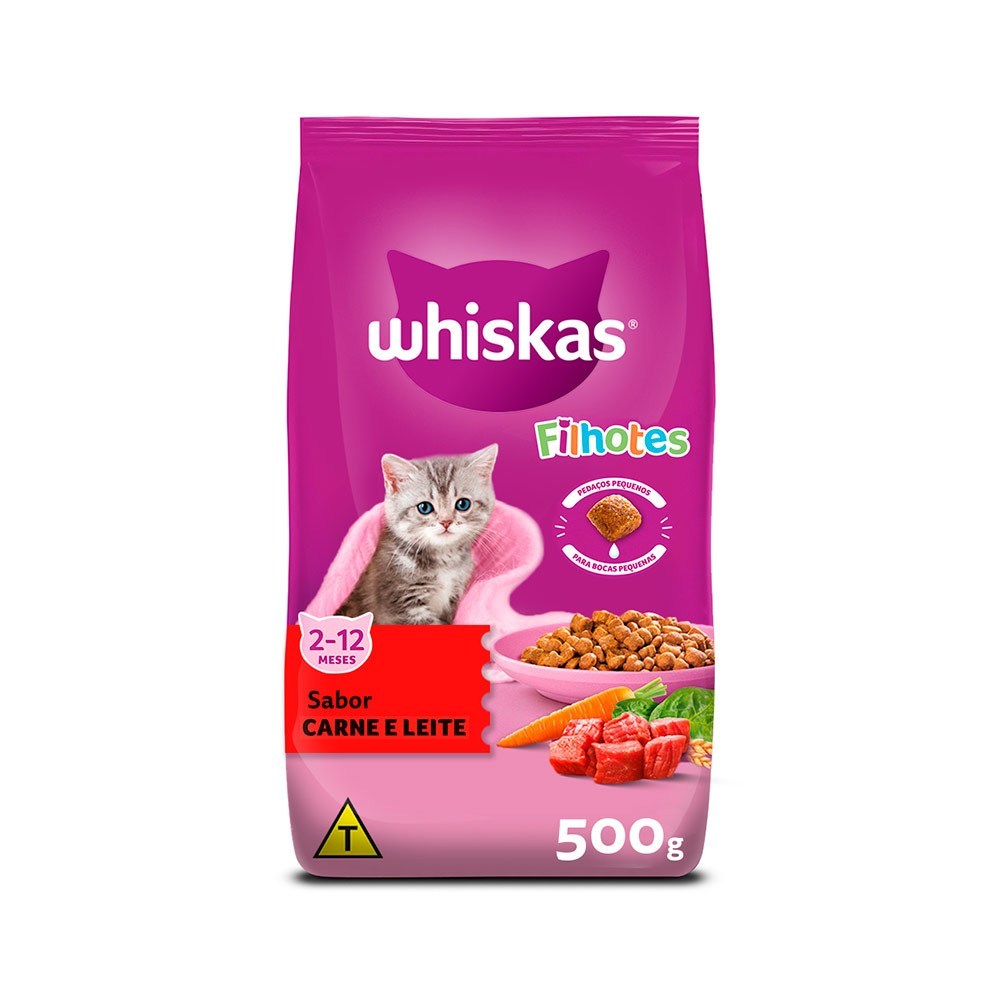 Ração Whiskas Carne e Leite Gatos Filhotes 500 g
