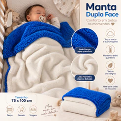Manta Cobertor Bebê Microfibra Dupla Face Sherpa Luxo Maternidade Menino Menina Inverno
