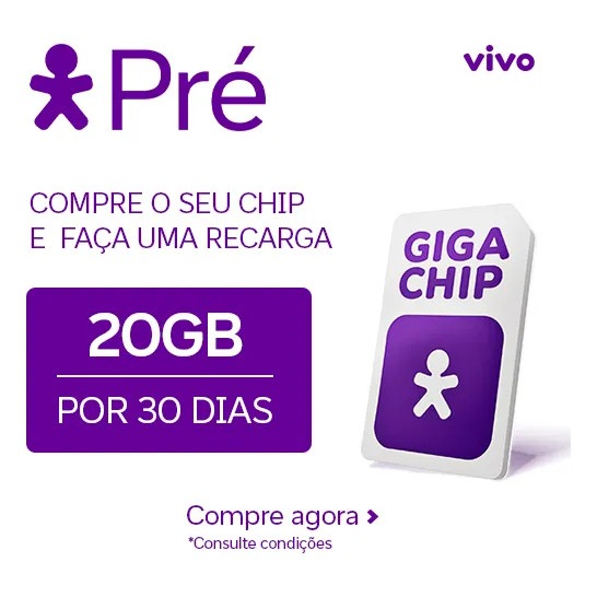 Chip Vivo Pré pago Giga Chip Com Recarga Inclusa