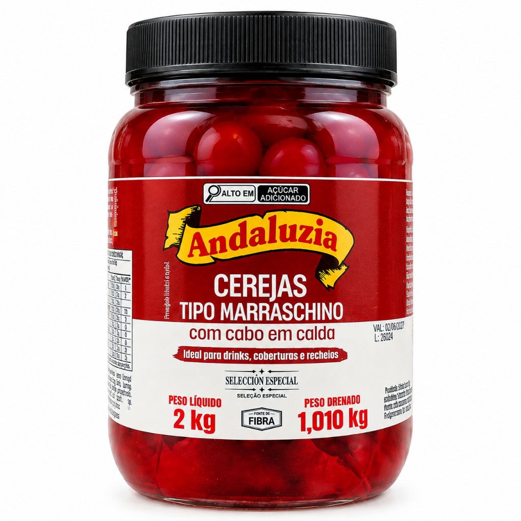 Cereja Premmium 2,0 Kg com Cabo em Calda Marrasquino