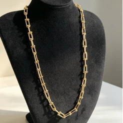 Conjunto Colar e pulseira Elos/corrente/Inspiração Aço inox Dourado 316LCartier