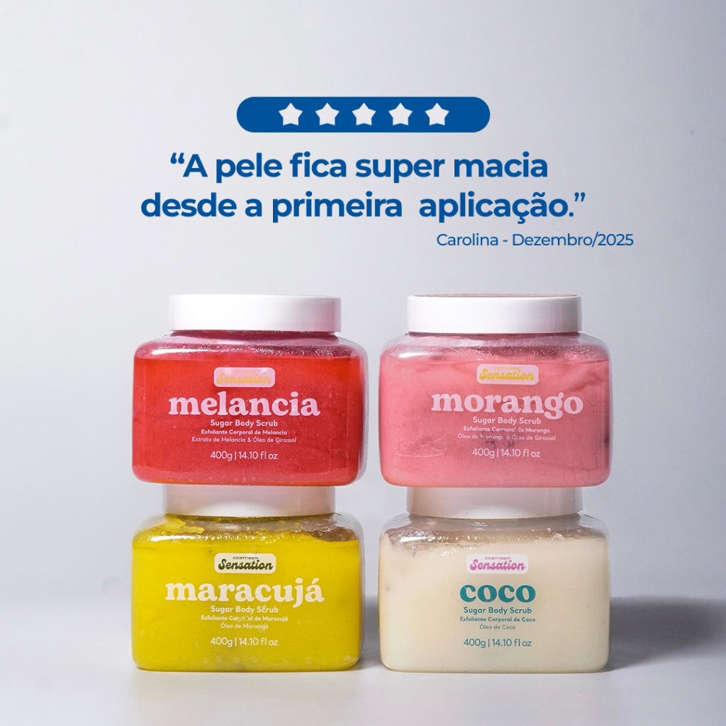 Esfoliante Corporal Sugar Body Scrub Sensation 400g - Morango Melancia Coco e Maracujá · foto 2