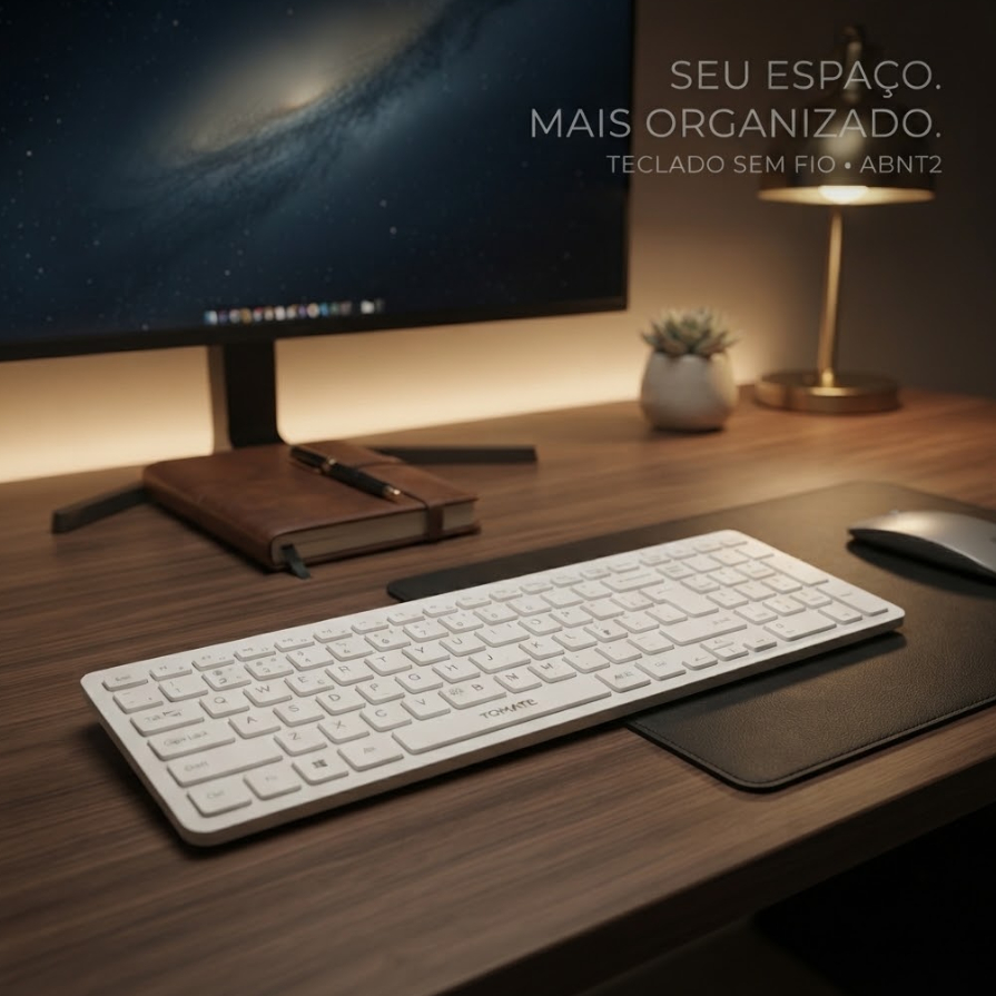 Teclado sem Fio Tomate WTE-W11 2.4GHz USB 107 Teclas ABNT2