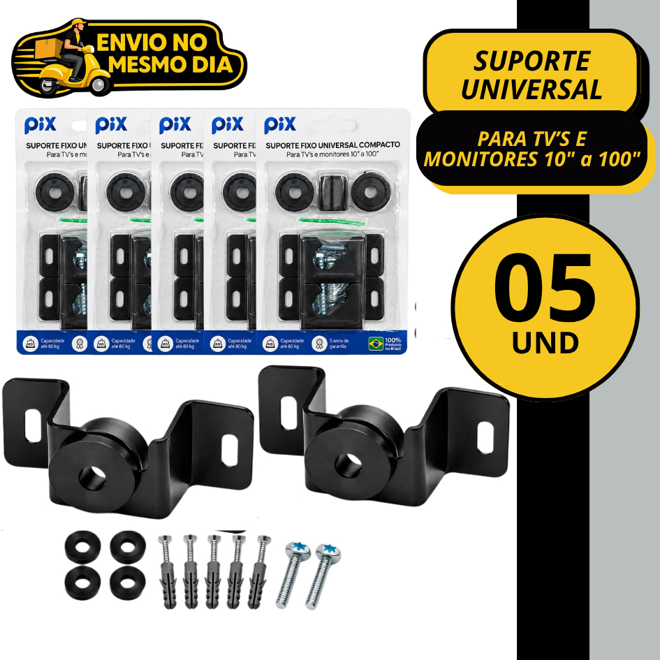 KIT 3/5/10 Suporte Universal Fixo para TV Smart Monitor Parede Painel 10 a 100 Polegadas 80kg