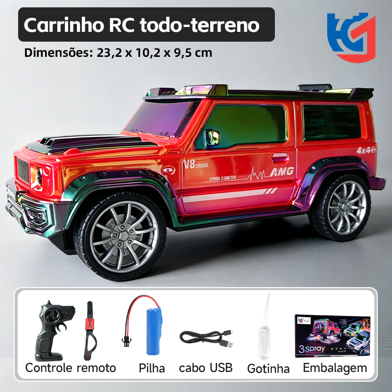 Carrinho Controle Remoto 2.4G Sensor de Gesto Drift 3 Sprays Efeito Fumaça Luz e Som Brinquedo Infantil