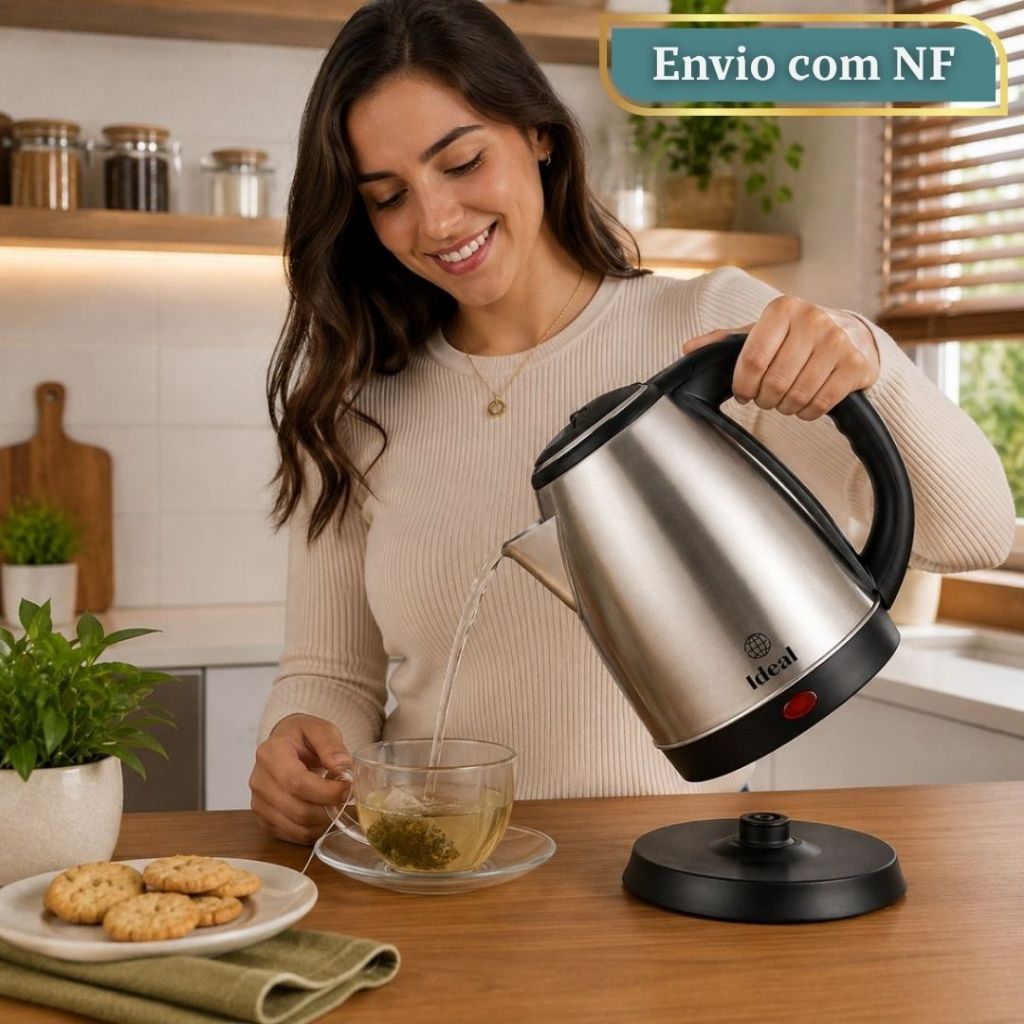 Chaleira Jarra Eletrica 2L Aquecedor Inox Ferver Agua Rapido Sopa Cha Cafe 110V 127V 220V