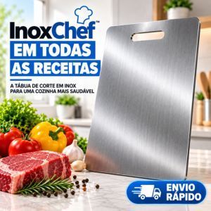Tábua Inox Cortar Carne Churrasco Frango Peixe Anti-mofo Antibacteriana Cozinha