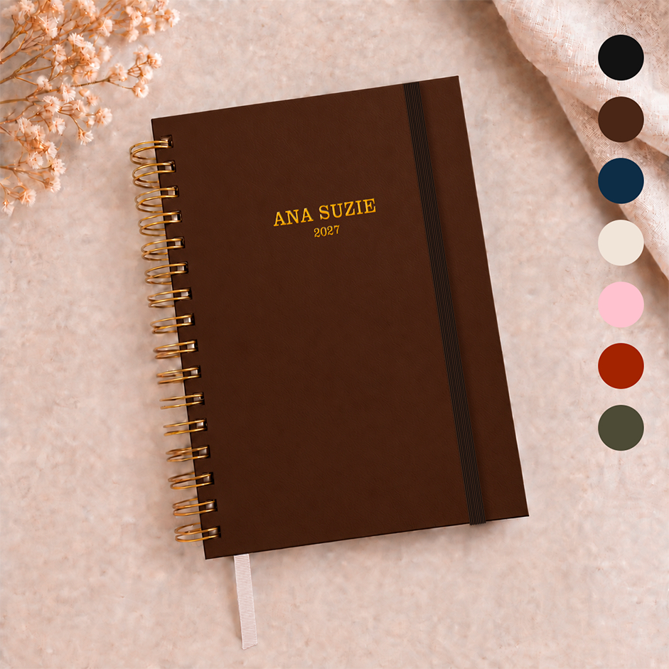 Planner Luxo Personalizado 2027 ou Permanente A5 Personalizado Folhas Pólen