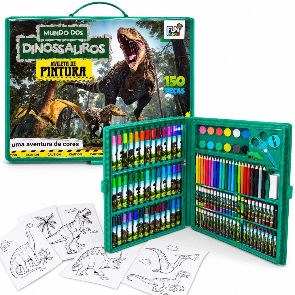 Estojo De Pintura Mundo Dos Dinossauros 150 Peças