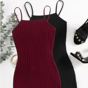 Vestido Midi Canelado  Preto/Bordô Tamanho - P,M,G,GG Envio Direto da Fabrica