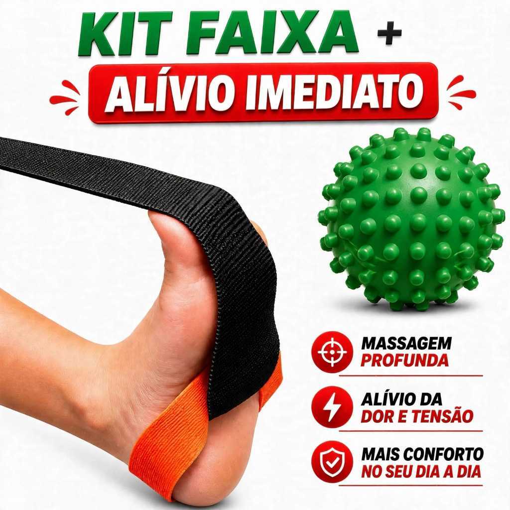 Kit Faixa Alongamento Tratamento Fascite Esporão + Bola Cravo.