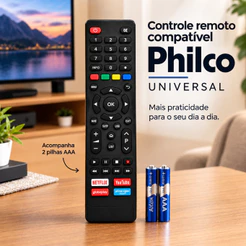 Controle Remoto Universal Compatível TV Philco + 2 Pilhas