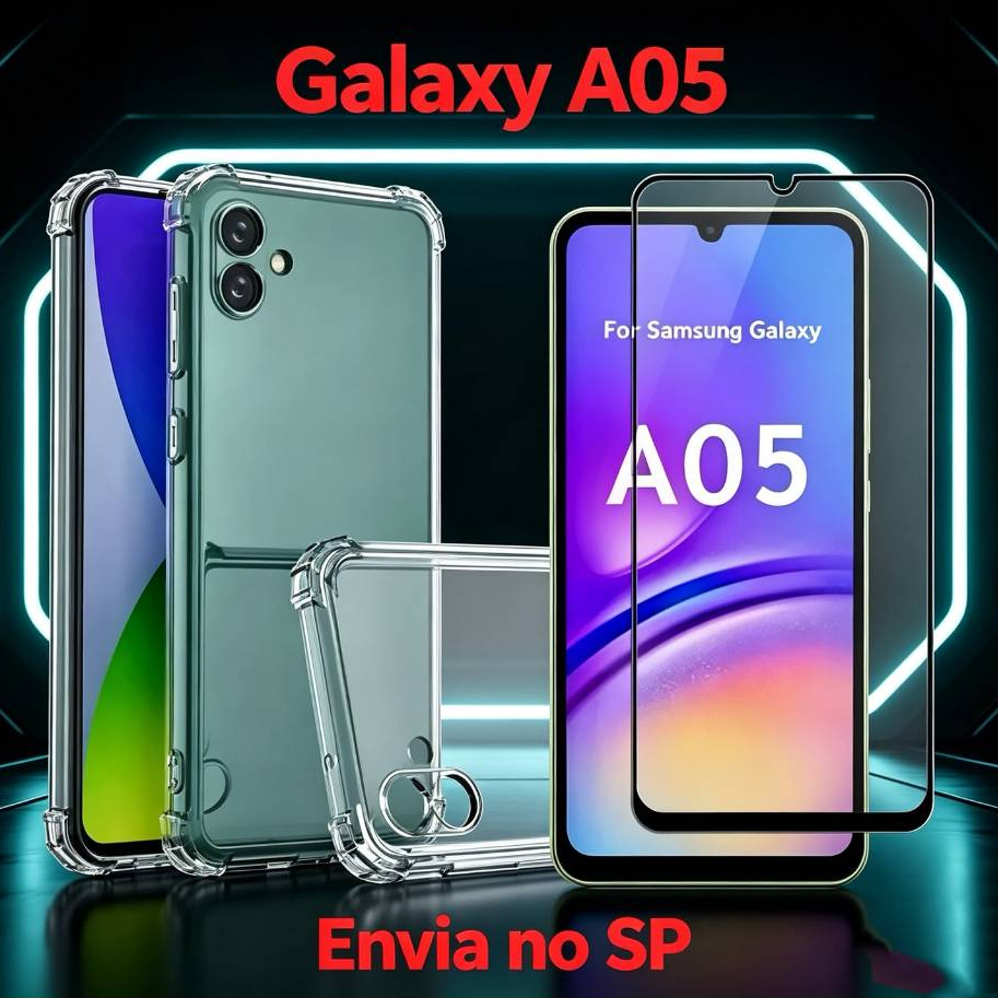 Kit Capa Anti Impacto + Pelicula Vidro 3D P/ Samsung Galaxy A05
