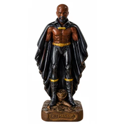 Imagem Exu Marabô Estátua Gesso 22cm Capa Preta Umbanda e Candomblé