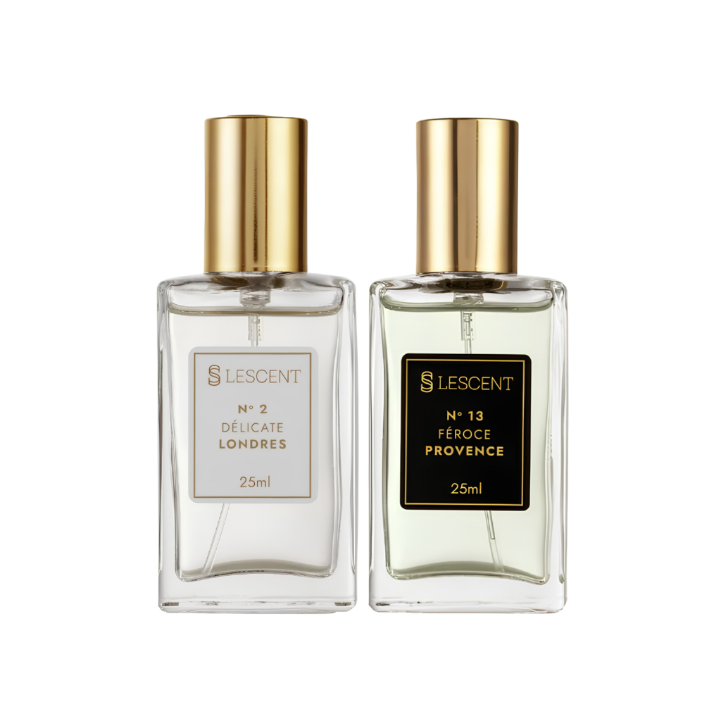 Kit Perfume Deo Colônia LESCENT N2 Delicate Londres + N13 Feroce Provence 25ml