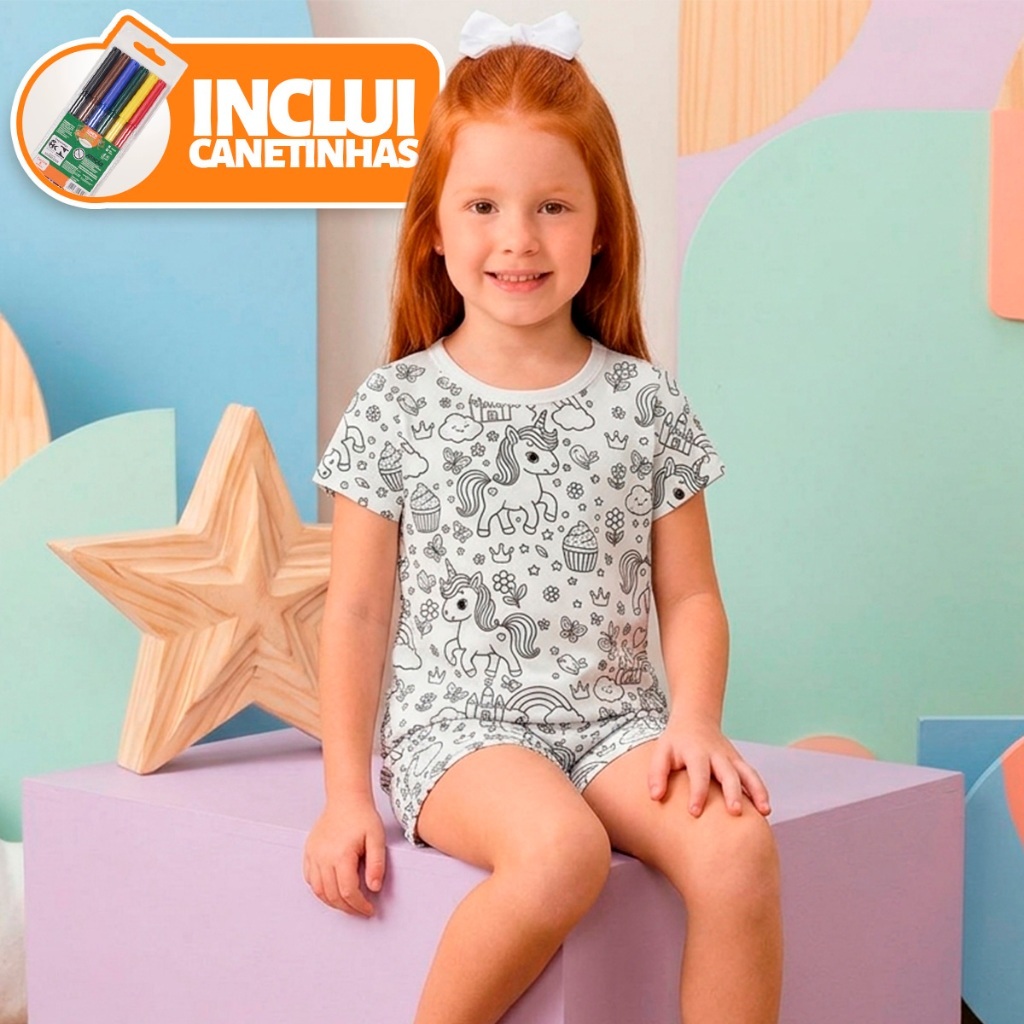 Pijama Bebê Menina Curto Bobbie Goods Unicórnio