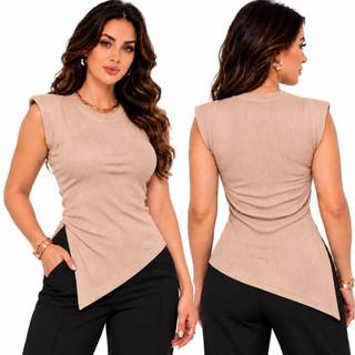 Blusa Feminina Mucle Tee Assimetrica Ponta Basica Elegante Canelada