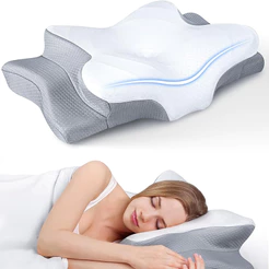 Travesseiro Ergonômico Ortopédico Espuma Viscoelástica Suporte Cervical Conforto para Dormir Adulto