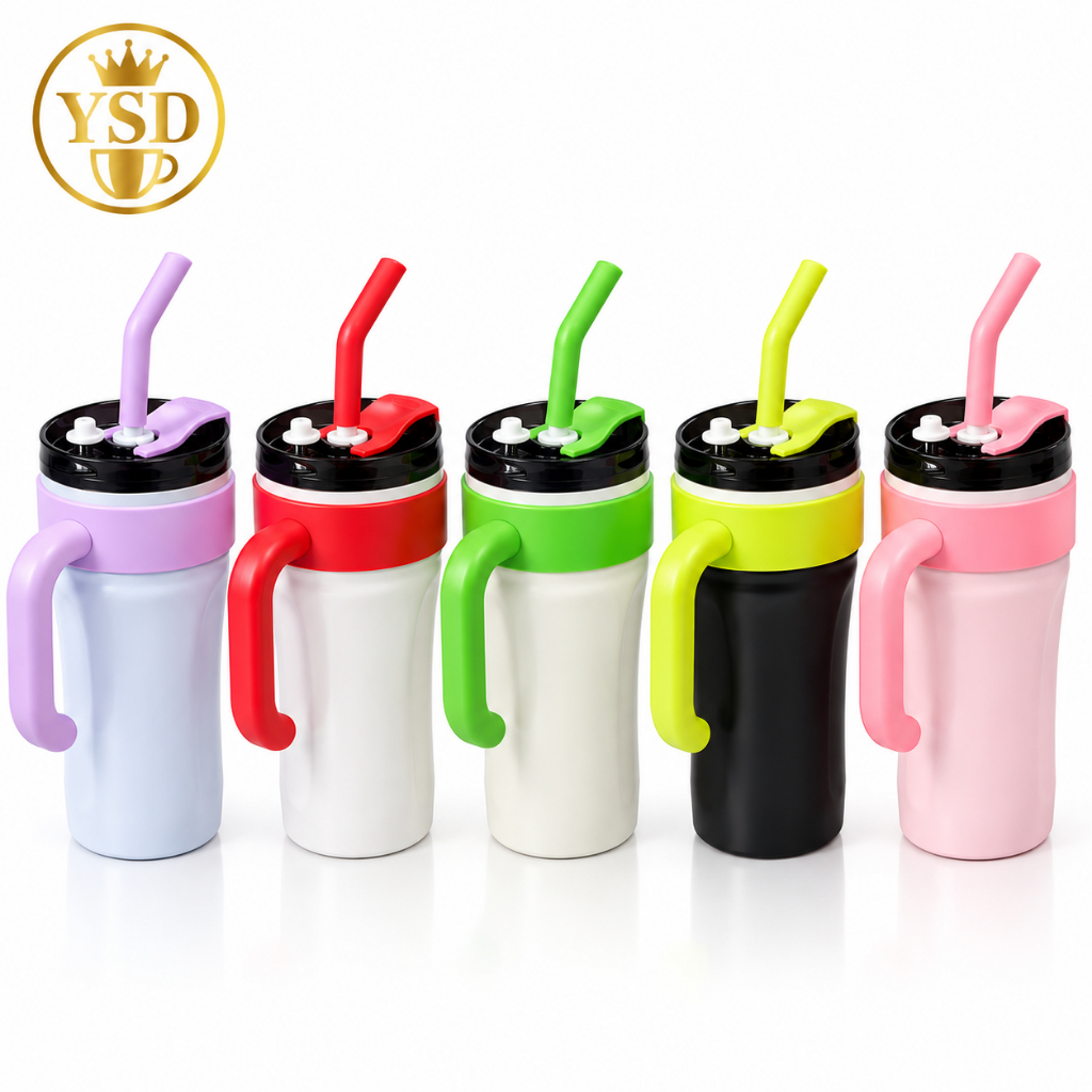 Copo Térmico 600ml com Canudo e Alça Copo Inox Reutilizável para Academia Trabalho