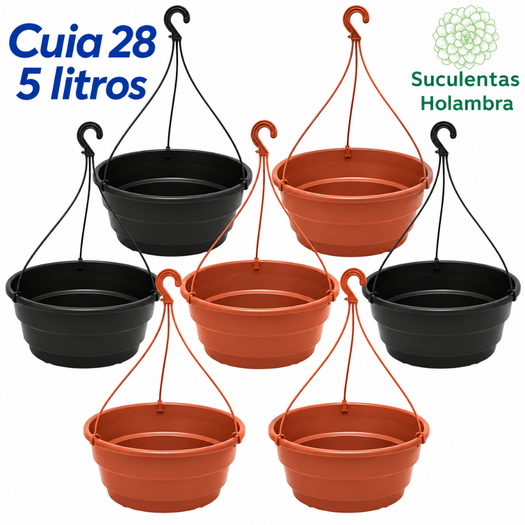Kit 3 Vasos Cuia 28 Com haste 43 cm - REFORÇADO Cor Preta Terracota 5 Litros