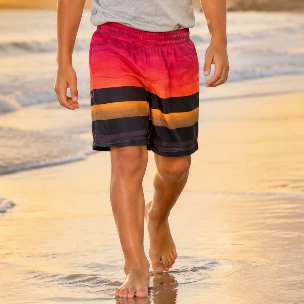 Kit Com 04 Bermuda Infantil e Juvenil Masculina de Elástico Estampado Menino Praia