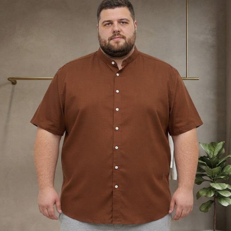 Camisa Oversized Masculina com Gola Padre em Várias Cores - Estilo Moderno e Confortável‌,Tecido 100% Viscolinho.