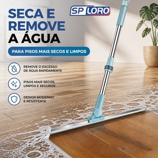 Rodo Mágico de Silicone 100cm Limpeza Completa de Pisos e Vidros, Seco e Molhado, com Cabo e Gancho Inclusos SJGT