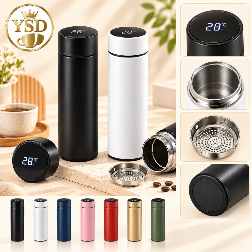 Garrafa Térmica Inteligente com Display de Temperatura, Garrafa de Aço Inox com Isolamento a Vácuo, para Bebidas Quentes