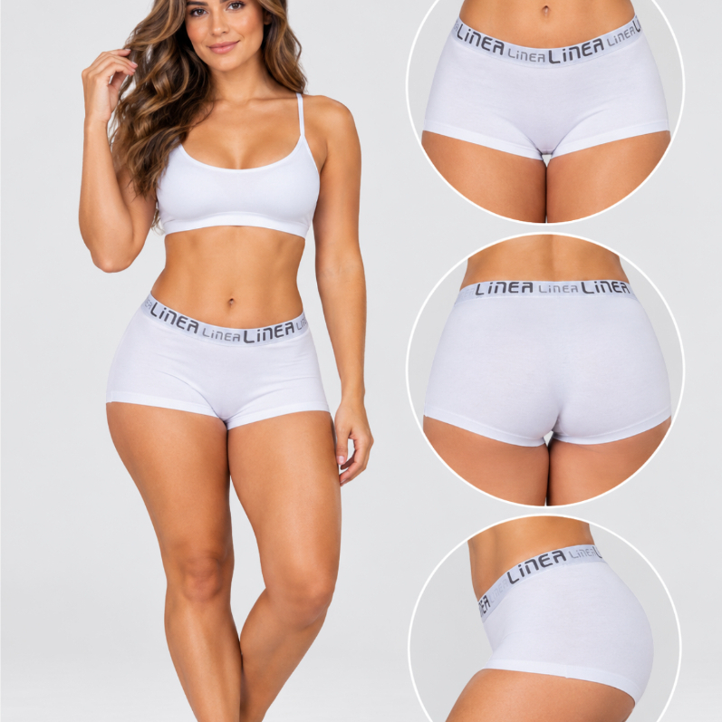 Cueca Boxer Feminina Calcinha Algodão Shortinho 3 Peças Conforto Diário