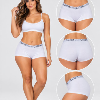 Cueca Boxer Feminina Calcinha Algodão Shortinho 3 Peças Conforto Diário